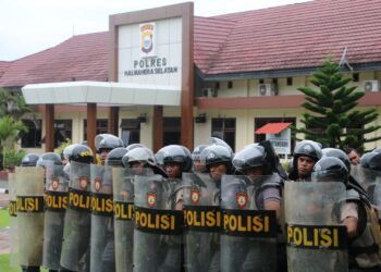 Menghadapi Pilkada Serentak 2024, Polres Halsel Gelar Latihan Dalmas