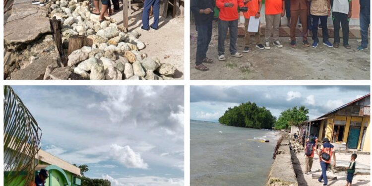 Tim BPBD Halsel Mengidentifikasi Abrasi Pantai di Desa Orimakurunga