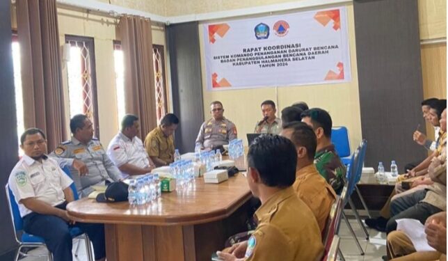 BPBD Halmahera Selatan Rakoor Lintas Sektor Bahas Penanganan Bencana