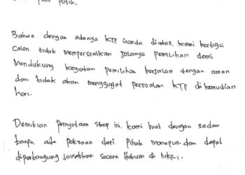 Foto Istimewa: (Bukti Surat Pernyataan Sikap Ketiga Calon Kades)