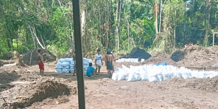 Foto Istimewa: (Lokasi Pengambilan Tana Secara Ilegal di Desa Sumae Halmahera Selatan)